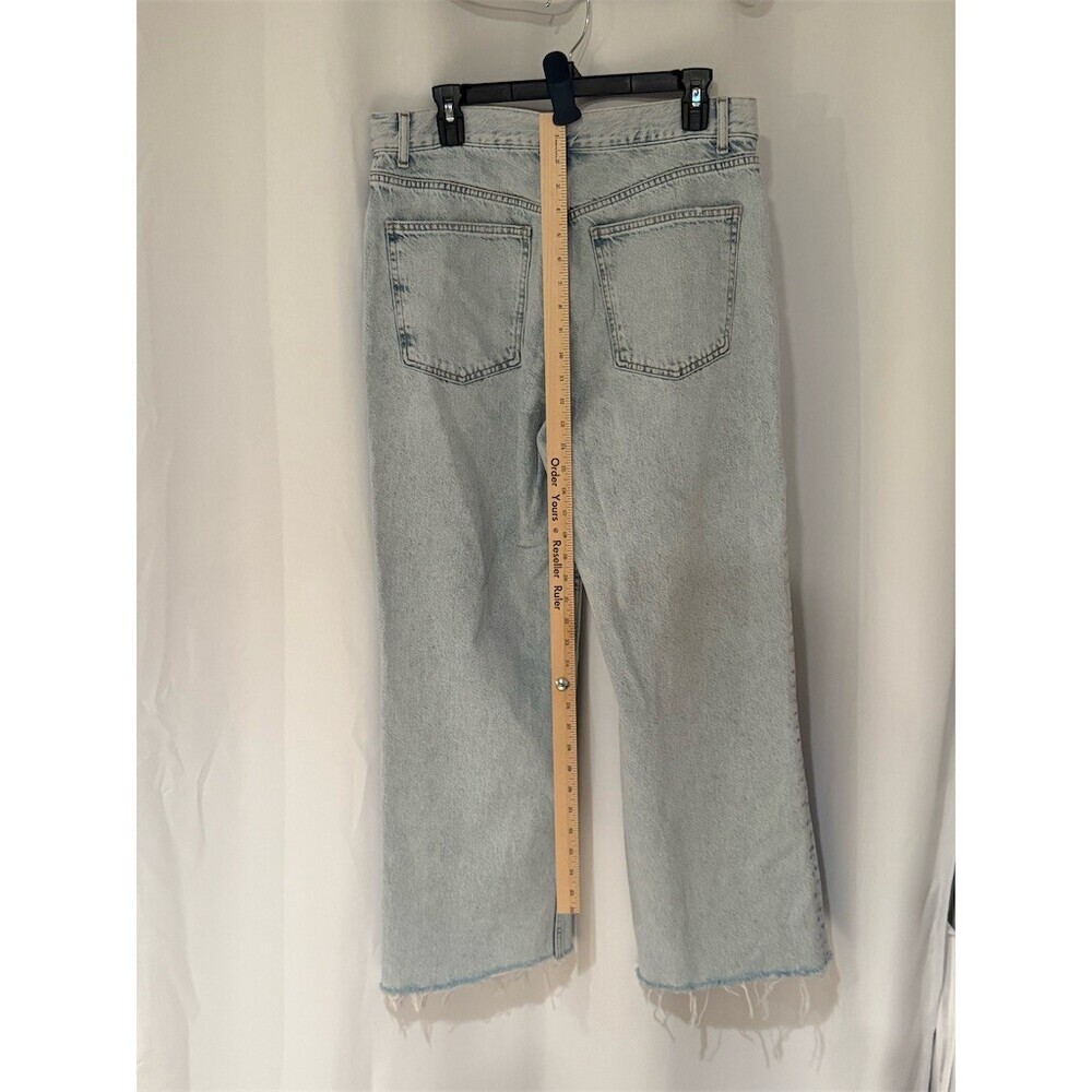 Zara Jeans Womens Size 12 Light Wash Blue Wide-Leg Cropped High Rise Raw12 - Picture 8 of 11